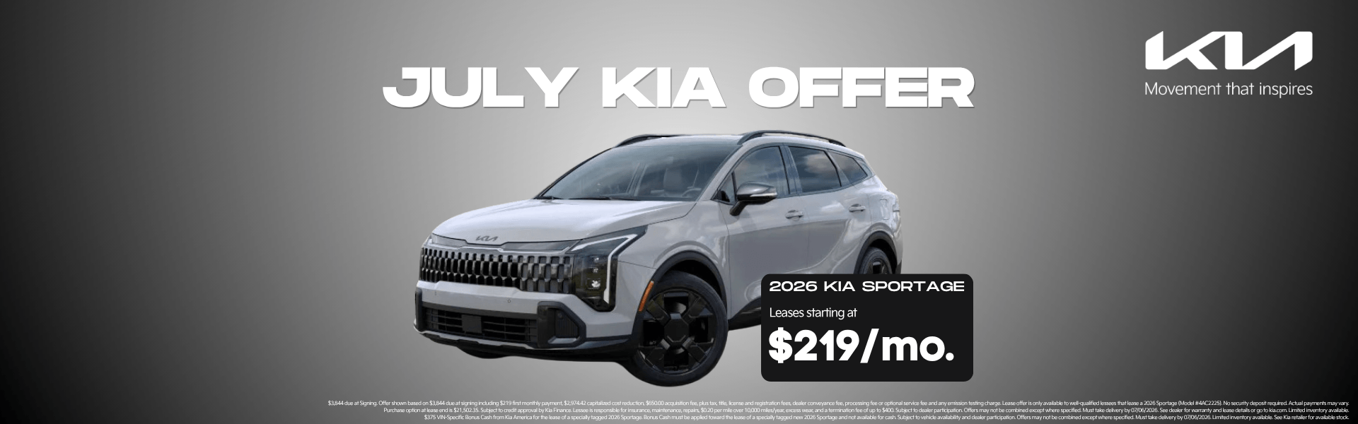 2026 Sportage Offer - July