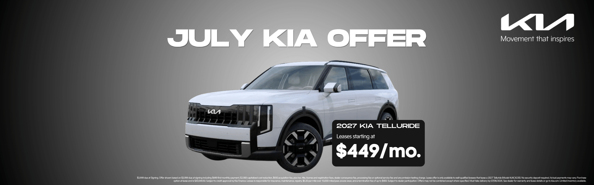 2027 Kia Telluride - July offer