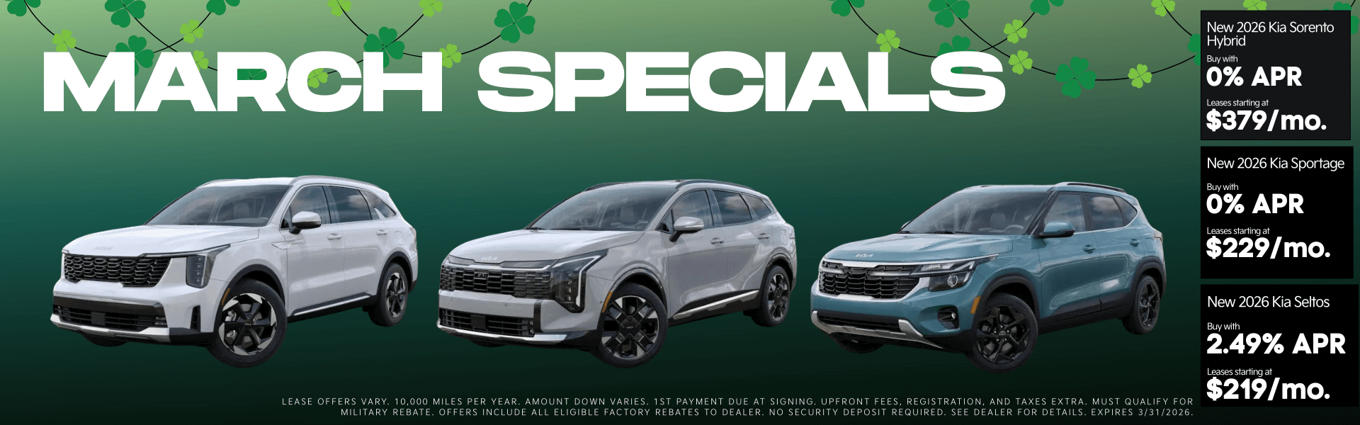 March Specials on New 2026 Kias